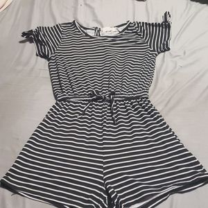 A black and white striped romper